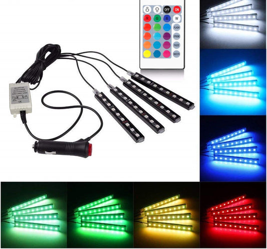 Car RGB Lights LED Strip Neon Lamp Decorative Atmosphere Lights Wireless Remote/Music/Voice Control Interior Accessories